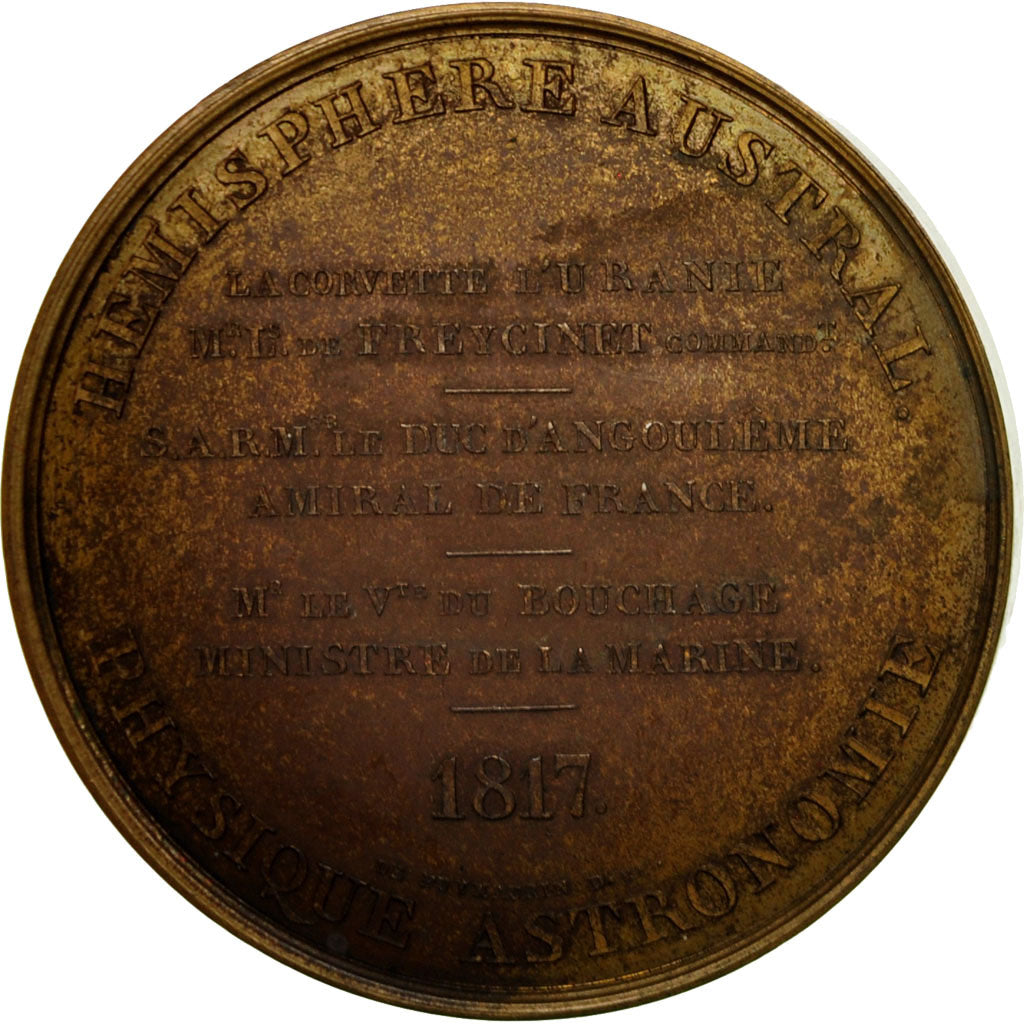 Frankrijk, Medaille, Louis XVIII, Voyage de la Corvette l'Uranie, Hémisphère