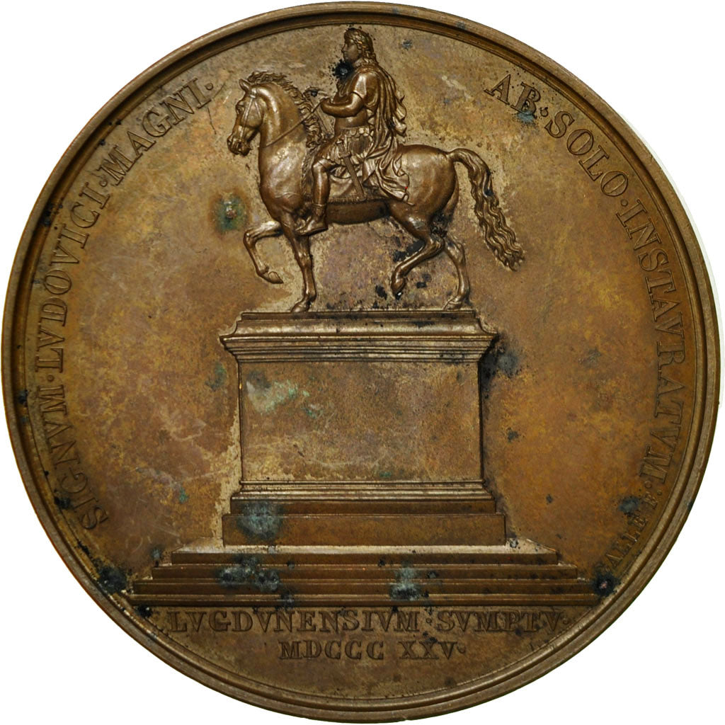 France, Medal, Charles X, restauration de la Statue de Louis XIV à Lyon, 1825