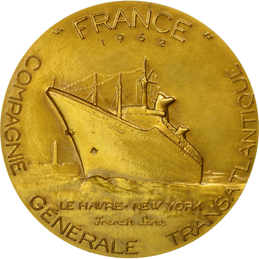 Francia, medaglia, Compagnie Générale Transatlantique, France, 1962, Coeffin