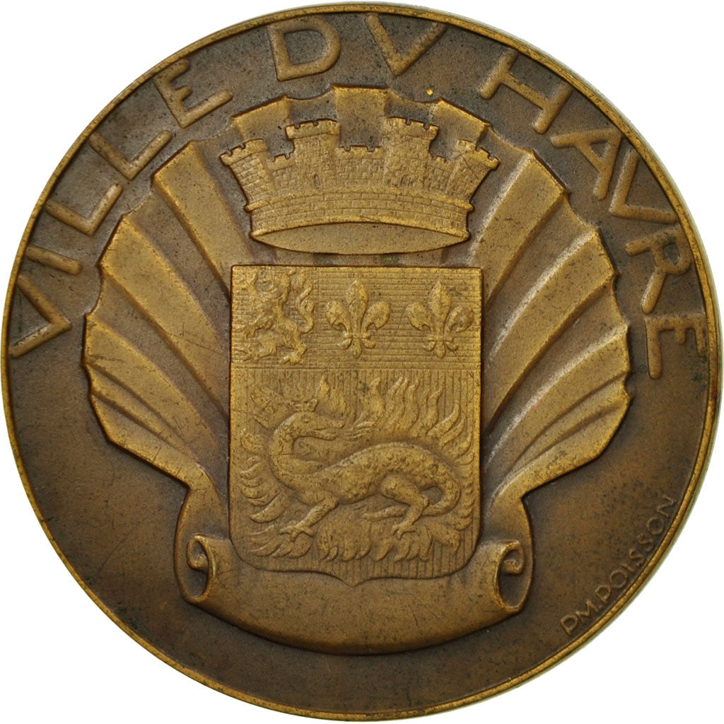 France, Médaille, Ville du Havre, Poisson, TTB+, Bronze