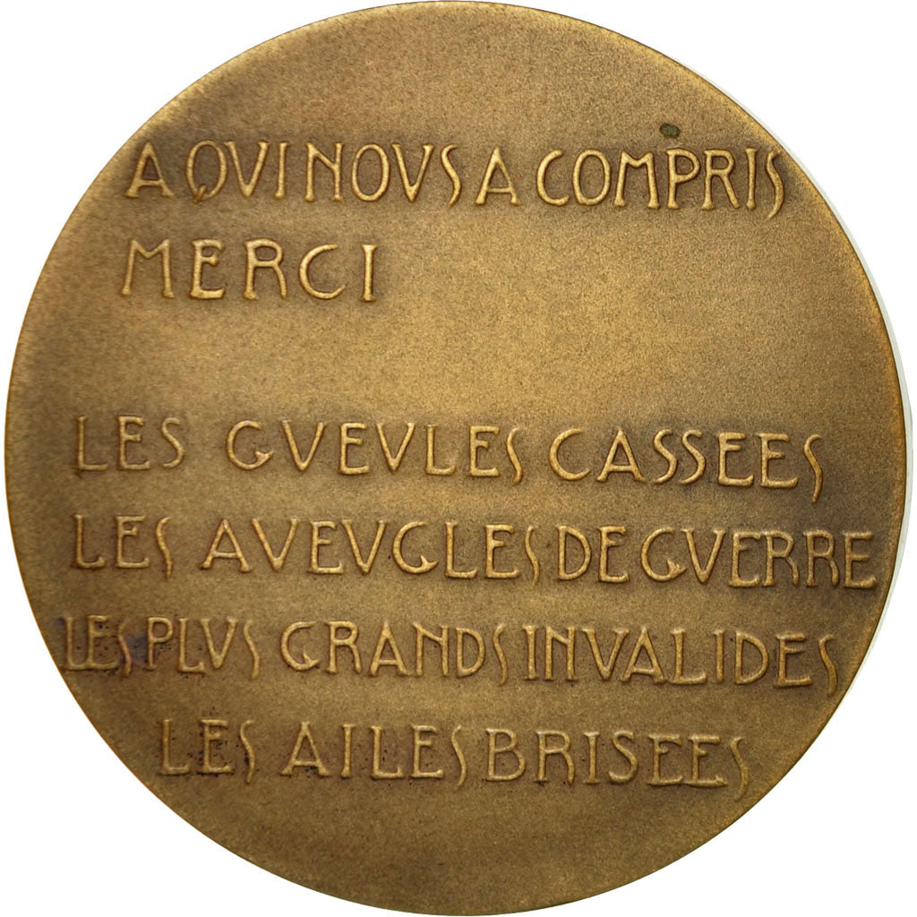 France, Medal, La Dette, Les Invalides de Guerre, Dammann, MS(63), Bronze