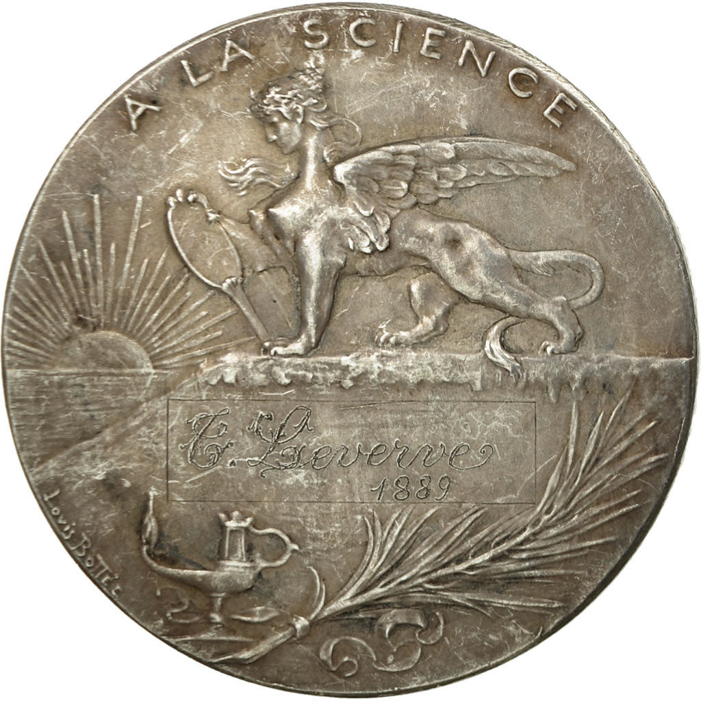 Francia, medaglia, Troisième République, A la Science, 1889, Bottée, BB+