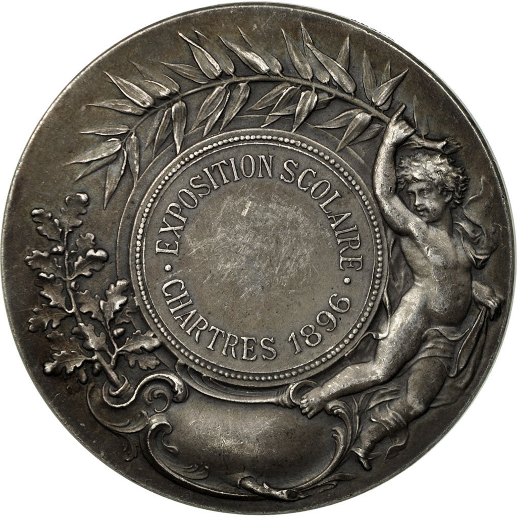France, Medal, Exposition Scolaire, Chartres, 1896, Rivet, AU(55-58), Silver