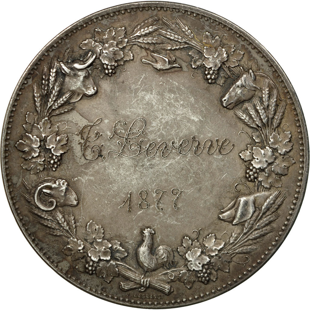 France, Medal, Concours Agricoles, 1877, Lagrange, AU(50-53), Silver