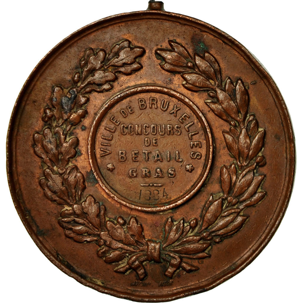 België, Medaille, Leopold II, Concours de Bétail Gras, Bruxelles, 1884, fisch