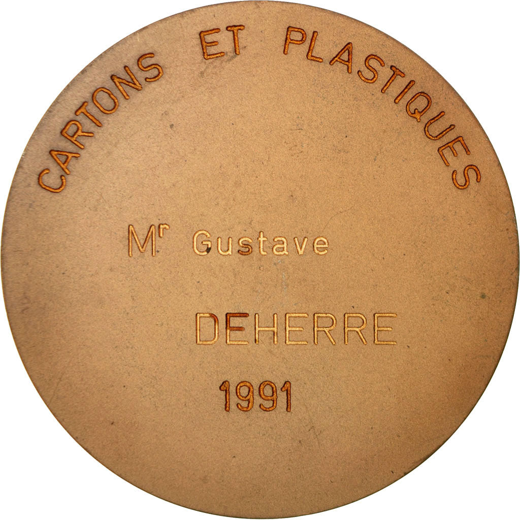 Francja, Medal, Recyclage des Cartons et Plastiques, 1991, MS(63), Bronze