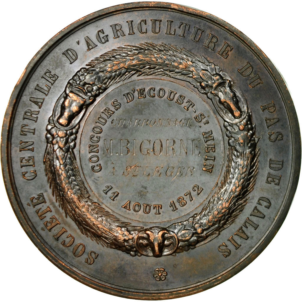 France, Medal, Olivier de Serres, Société d'Agriculture du Pas-de-Calais