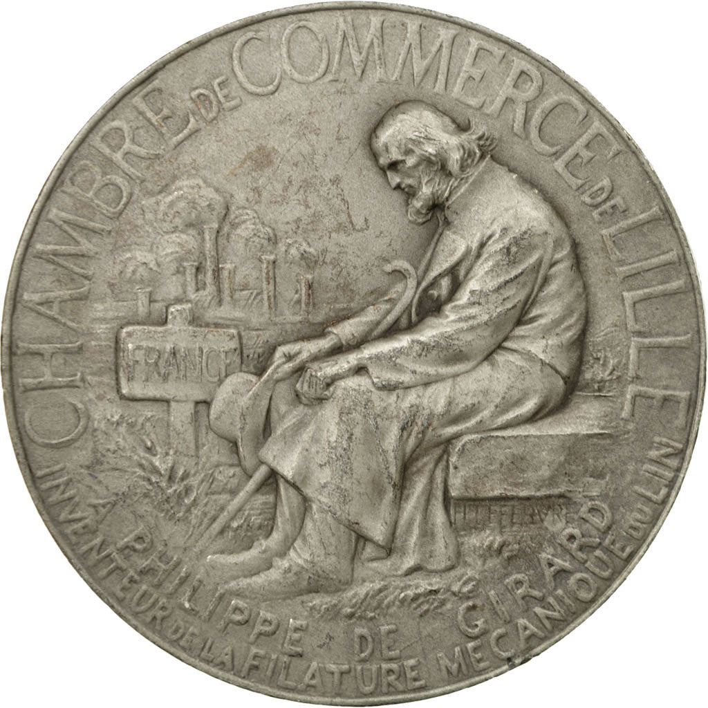 France, Medal, Chambre de Commerce de la Ville de Lille, Lefebvre, AU(50-53)