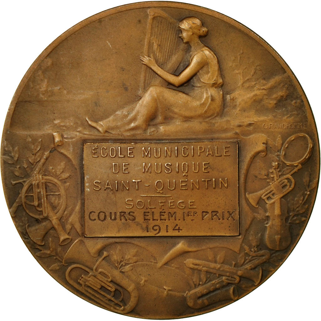 Frankreich, Medaille, Ecole Municipale de Musique de Saint-Quentin, 1914