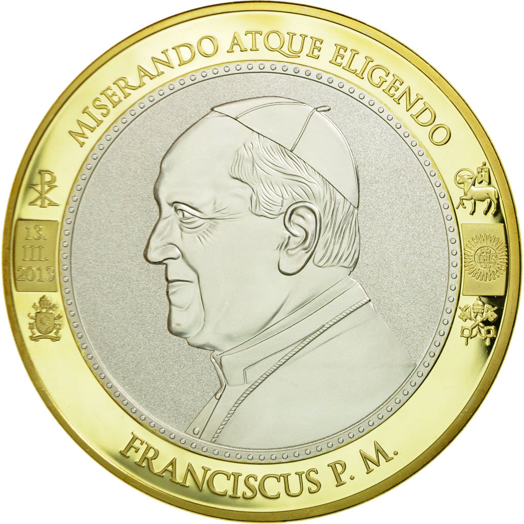 Vatican, Medal, Le Pape François, 2013, MS(65-70), Copper Plated Silver