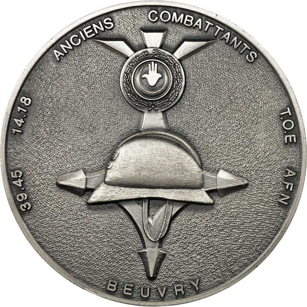 France, Medal, Anciens Combattants, Beuvry, 1991, MS(63), Silvered bronze