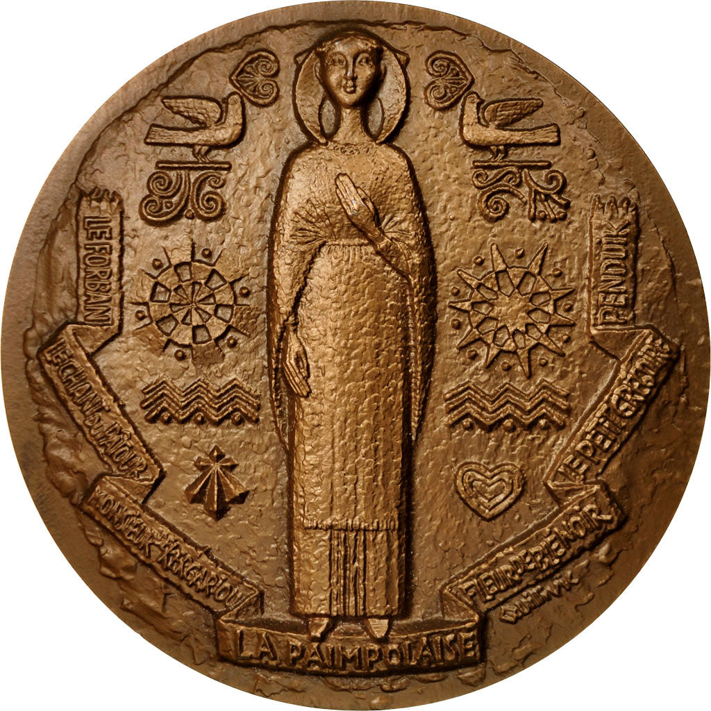 France, Medal, Musique, Théodore Botrel, 1972, Quillivic, MS(64), Bronze