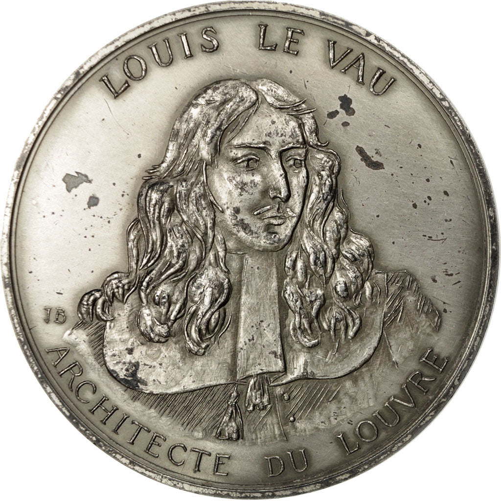 France, Medal, Louis Le Vau, Architecte du Louvre, 1973, AU(50-53), Silver