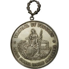 France, Medal, Travail et Progrès, Ville de Verneuil, MS(60-62), Copper Plated