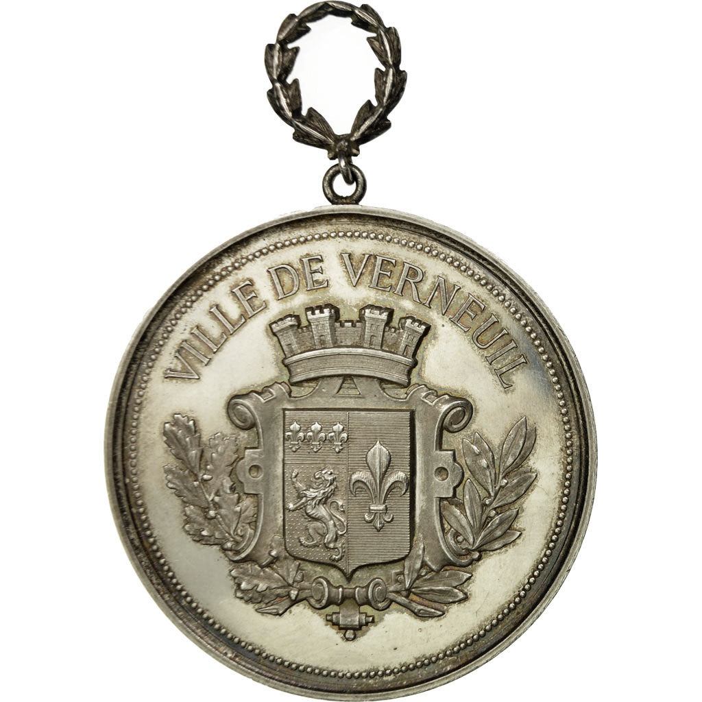 France, Medal, Travail et Progrès, Ville de Verneuil, MS(60-62), Copper Plated