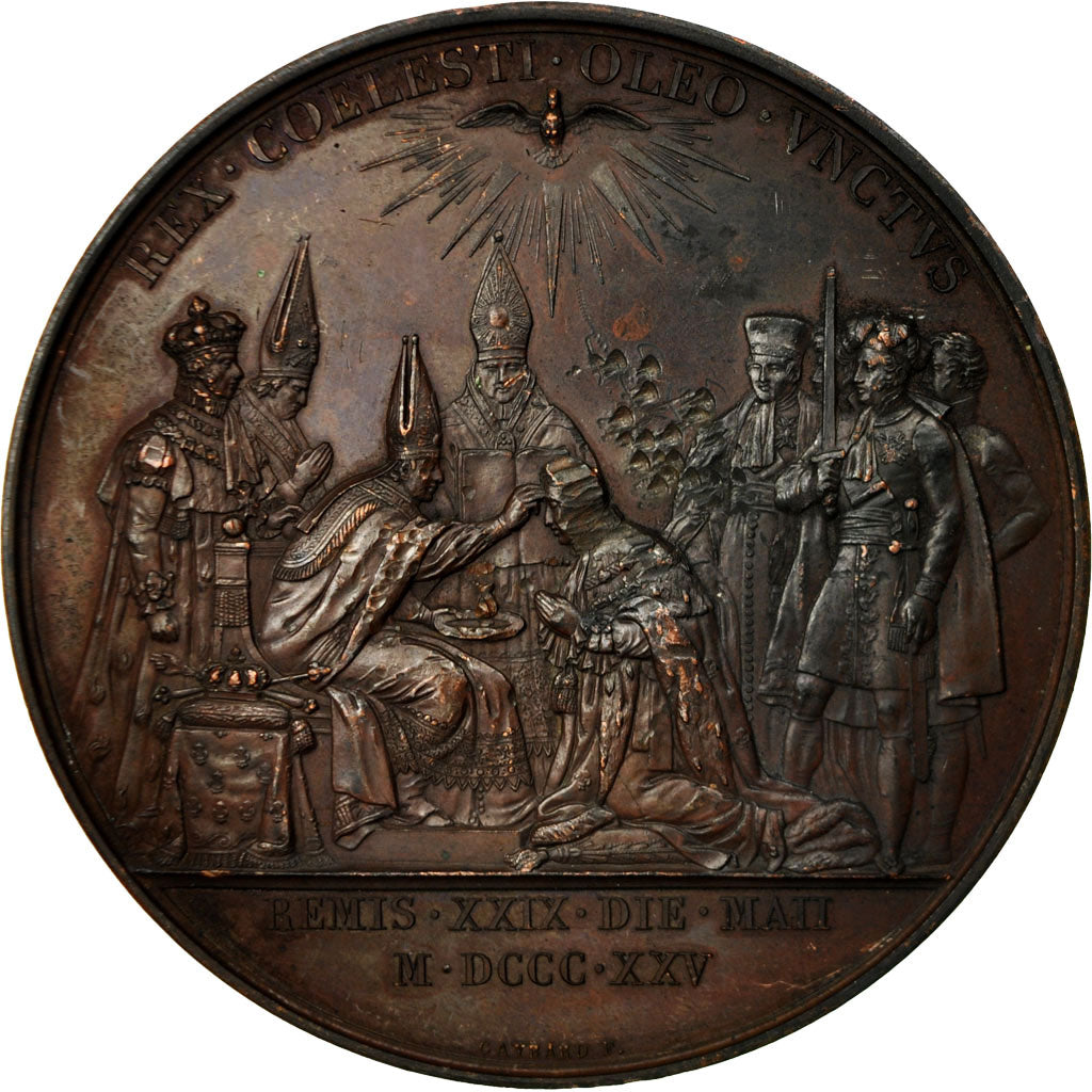 Francia, medaglia, Sacre de Charles X à reims, 1825, Gayrard, BB+, Rame