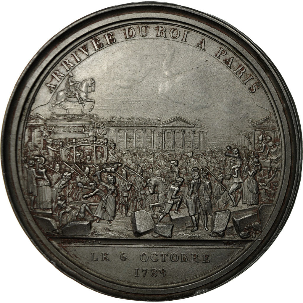 France, Medal, Constitution, Arrivée du Roi à Paris, 1789, Andrieu, AU(50-53)