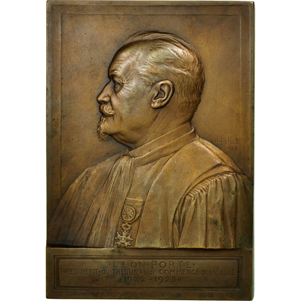 France, Médaille, Léon Porte, Président du Tribunal de Commerce, Seine, 1923