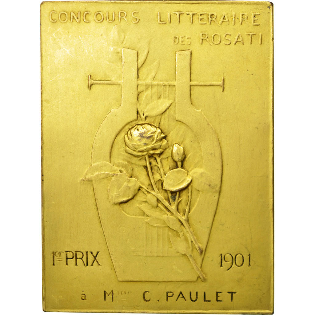 France, Medal, Concours Littéraire des Rosati, 1901, Alloy, AU(50-53), Gilt