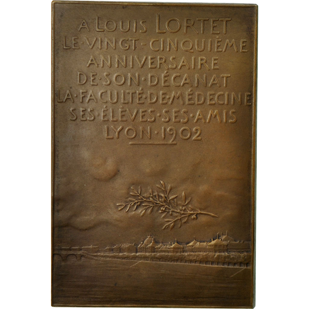 France, Médaille, Médecine, Louis Lortet, Lyon, 1902, Boucher, TTB+, Bronze