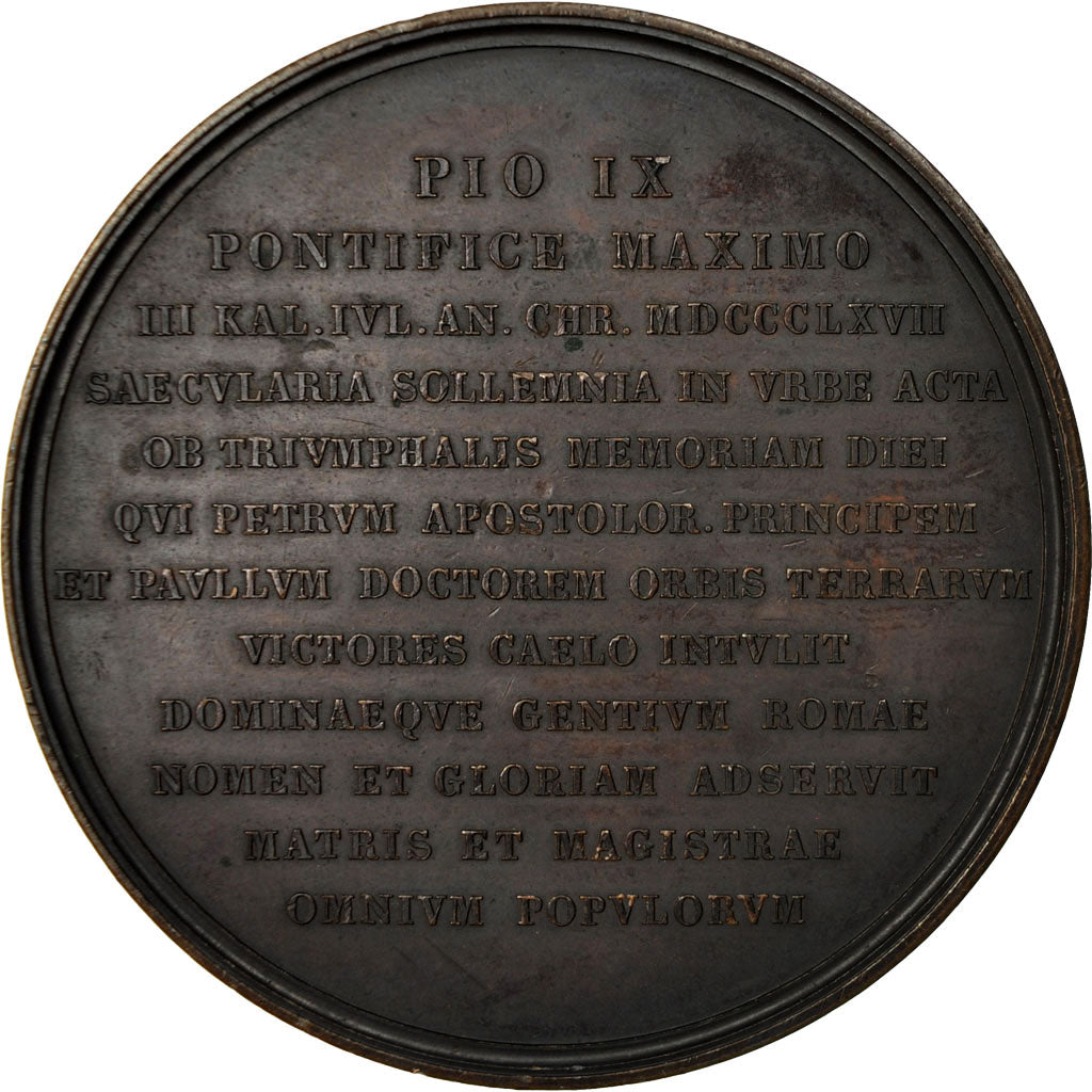 Vaticano, medalla, Pie IX, 18ème Centenaire du Martyre de Saint Pierre et Saint