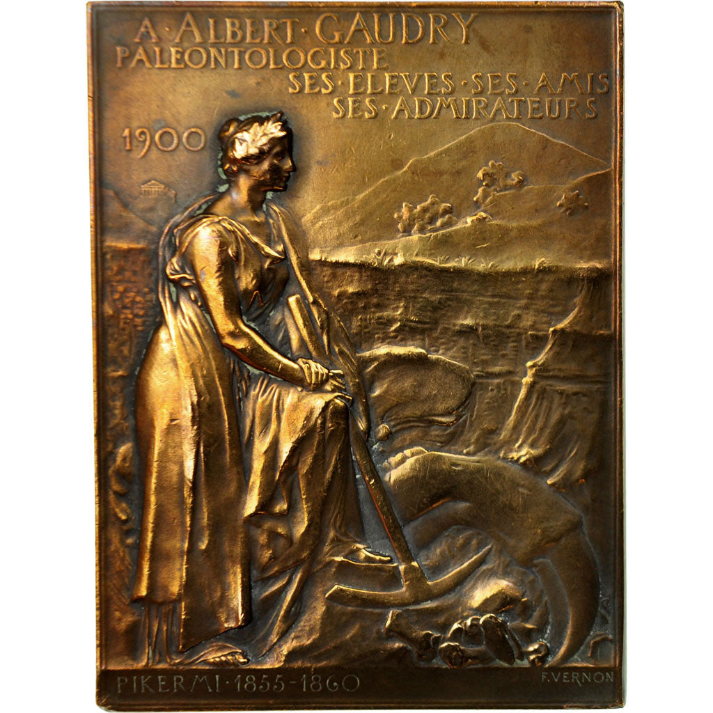 France, Médaille, Albert Gaudry, Paléontologiste, 1900, Vernon, SUP, Bronze