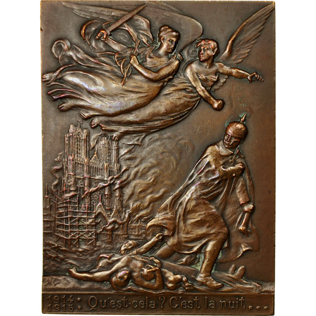 France, Medal, Reims, Bombardement et incendie de la Cathédrale, 1917