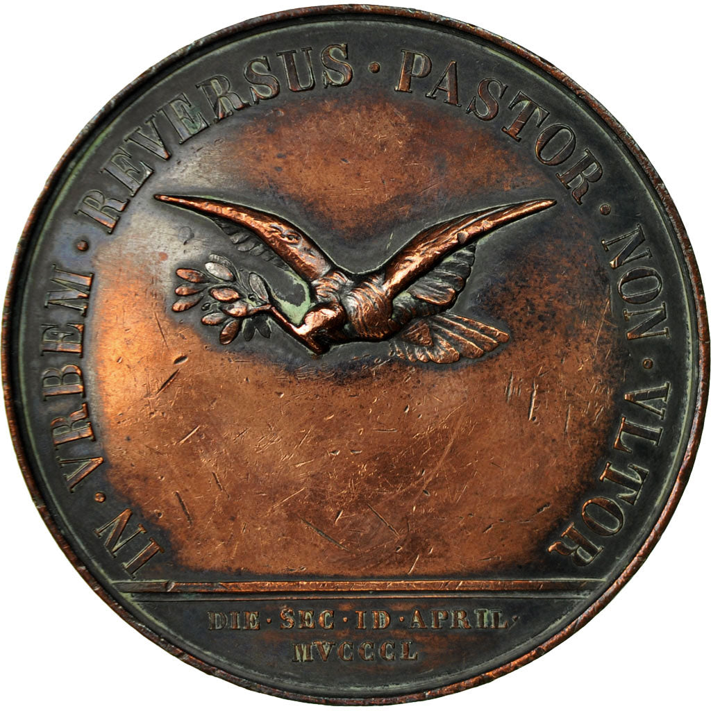 Vatican, Medal, Pie IX, Arrivée à Rome, 1850, Gayrard, AU(55-58), Bronze