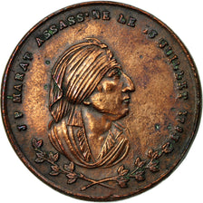 France, Medal, Révolution, Mort de Marat, 1793, EF(40-45), Copper