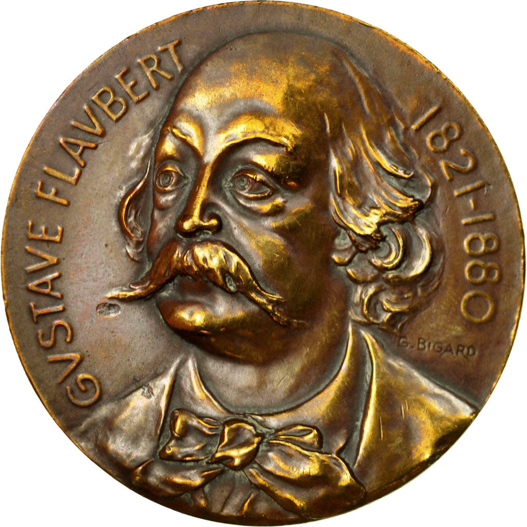 France, Médaille, Gustave Flaubert, 1921, Bigard, TTB+, Bronze