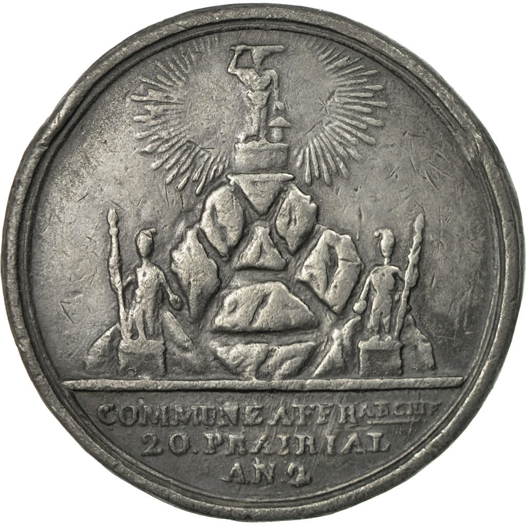 France, Medal, Uniface, Convention, Commune Affranchie, An 2, EF(40-45), Tin