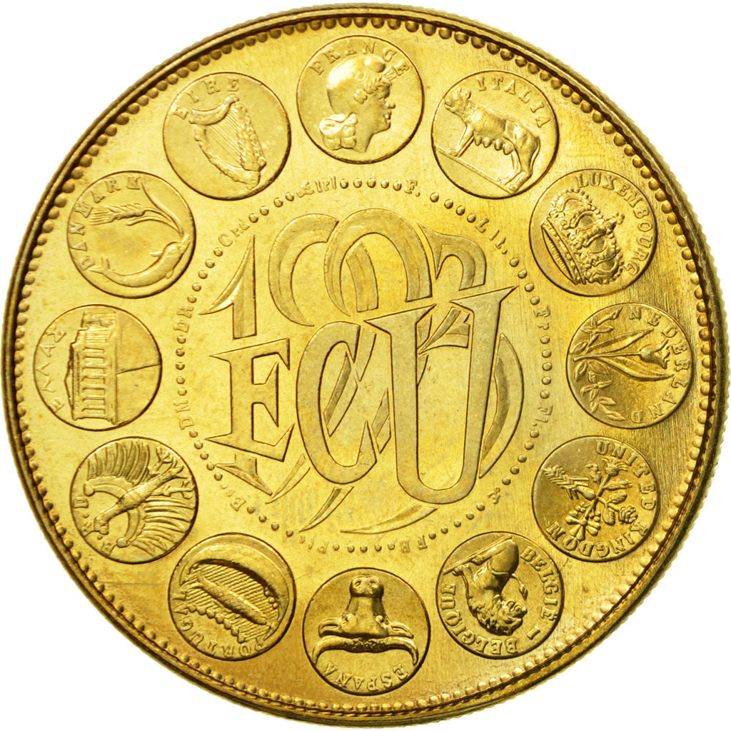 France, Medal, Ecu Europa, Marianne, 1993, Rodier, MS(65-70), Copper Gilt