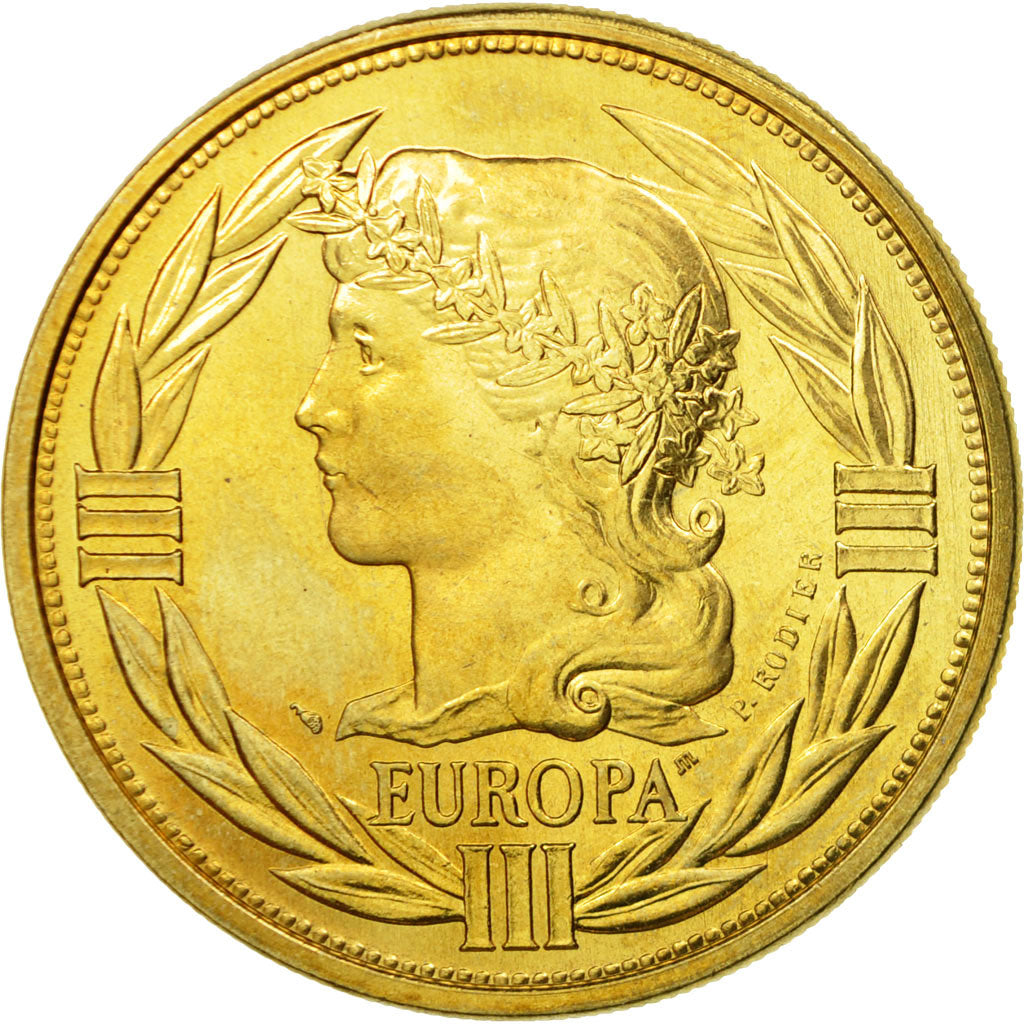 France, Medal, Ecu Europa, Marianne, 1993, Rodier, MS(65-70), Copper Gilt