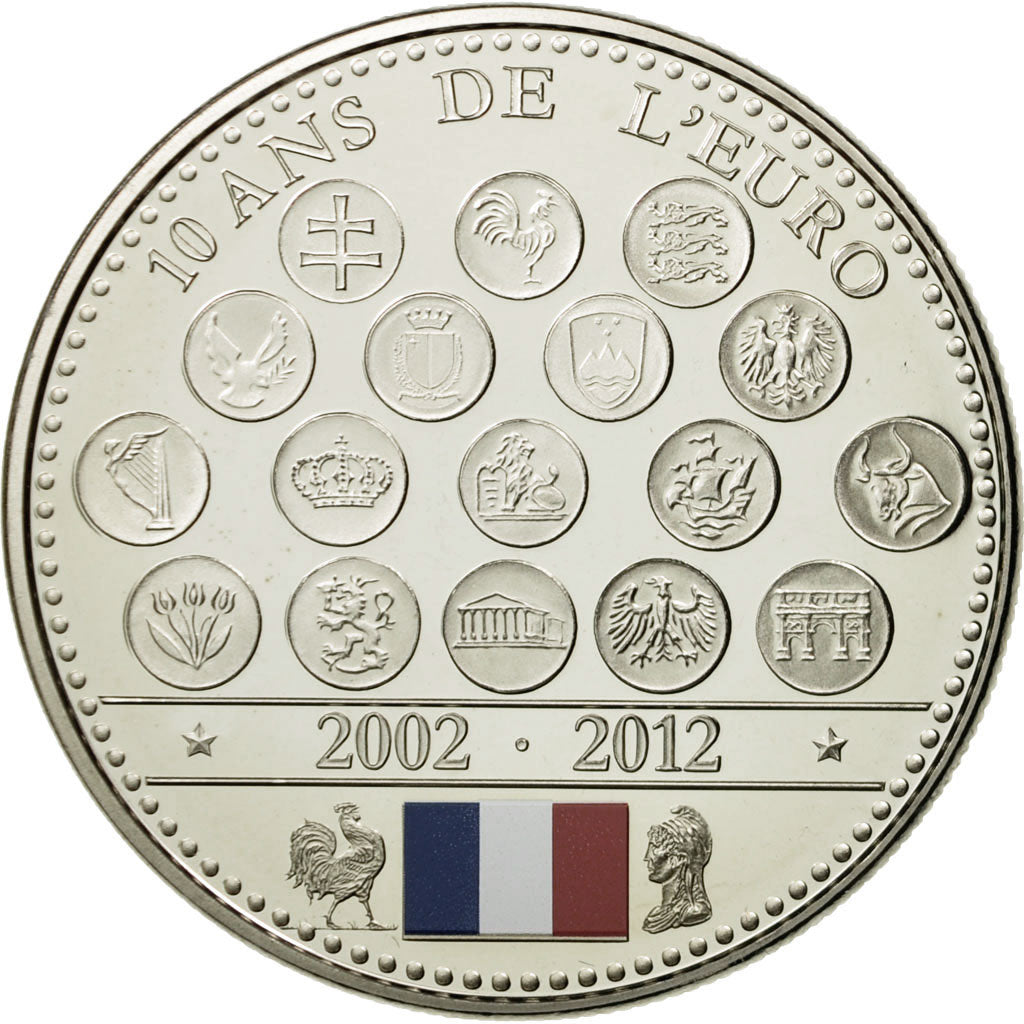 France, Medal, 10 ans de l'Euro, 2012, MS(65-70), Copper-nickel