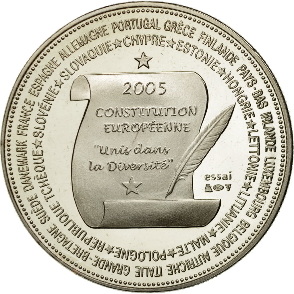 France, Medal, la Constitution Européenne, 2005, MS(65-70), Copper-nickel