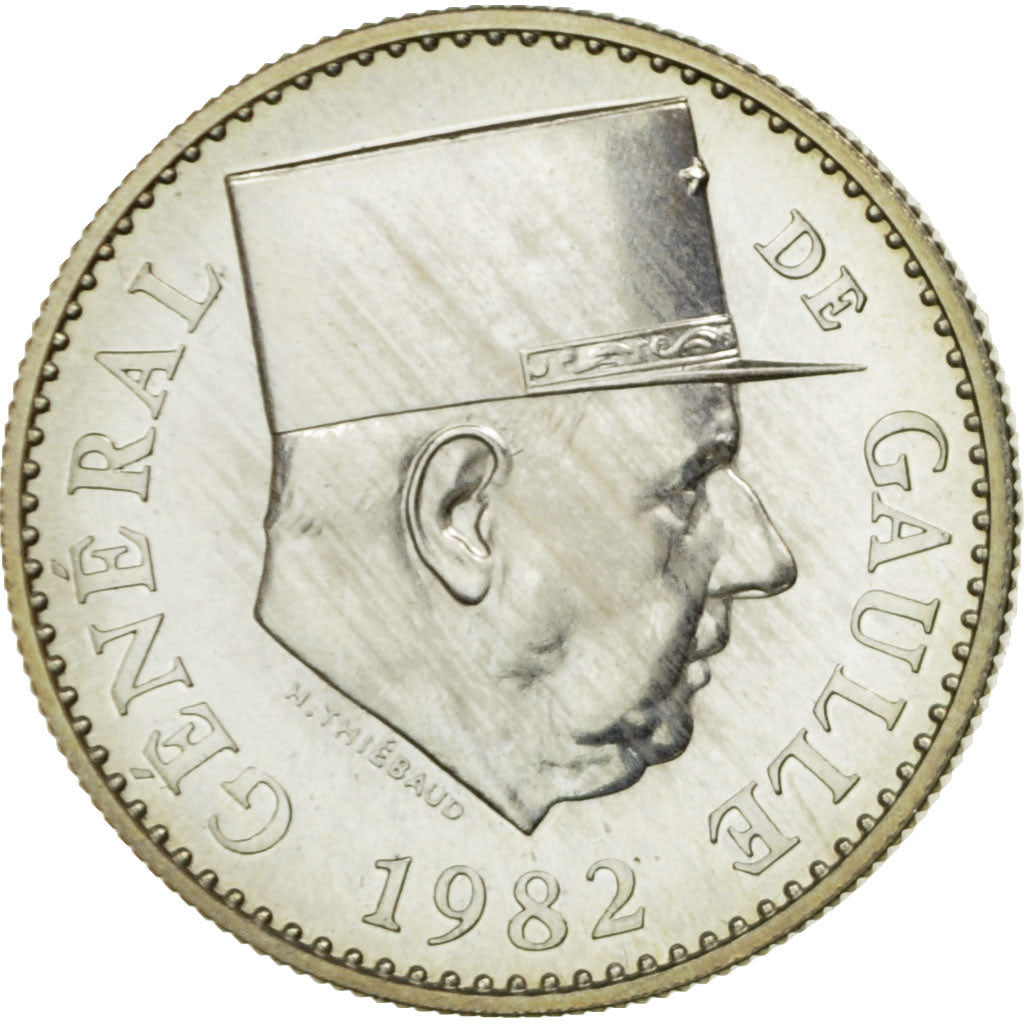 France, Medal, Général De Gaulle, 1982, Thiébaud, MS(65-70), Silver