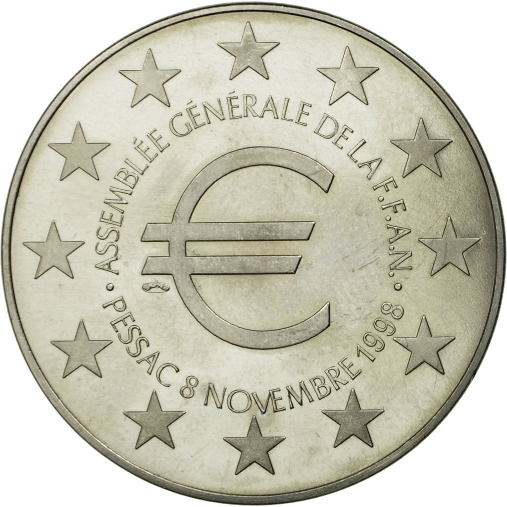 France, Medal, 25 Ans de la FFAN, Pessac, 1998, MS(65-70), Copper Plated Silver