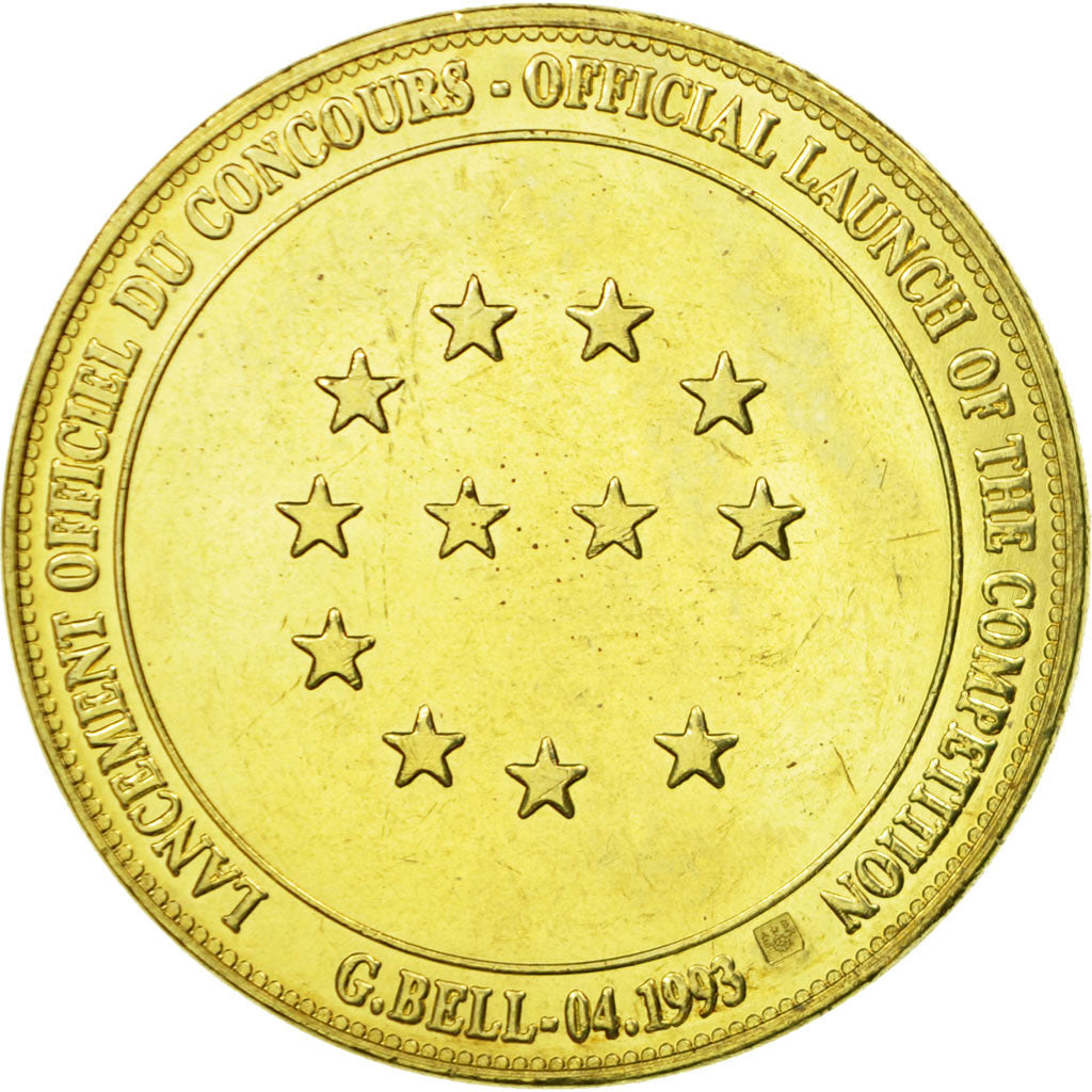 France, Médaille, Compétition Graphique pour l'Ecu, 1993, FDC, Copper Gilt