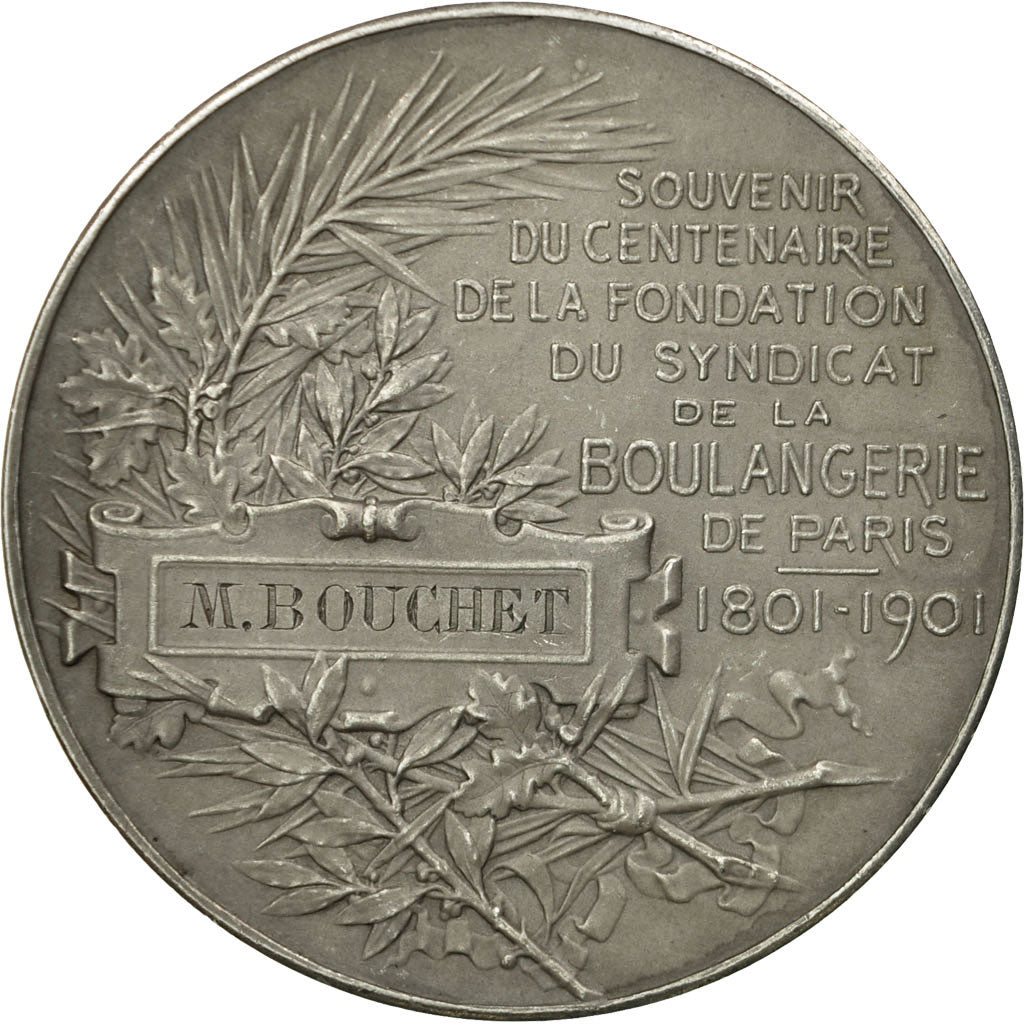 Francia, medaglia, Centenaire du Syndicat de la Boulangerie, 1901, O.Roty, BB+