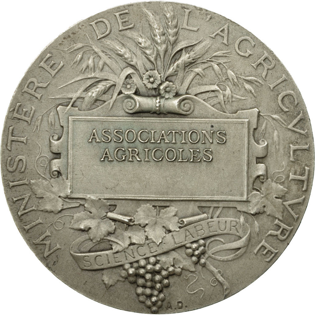 France, Medal, Art Nouveau, Ministère de l'Agriculture, Dubois.A, AU(55-58)