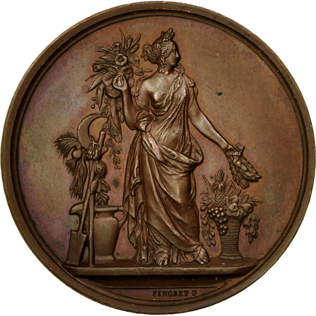 France, Médaille, Société d'Horticulture de l'Aube, 1855, Pingret, SUP+