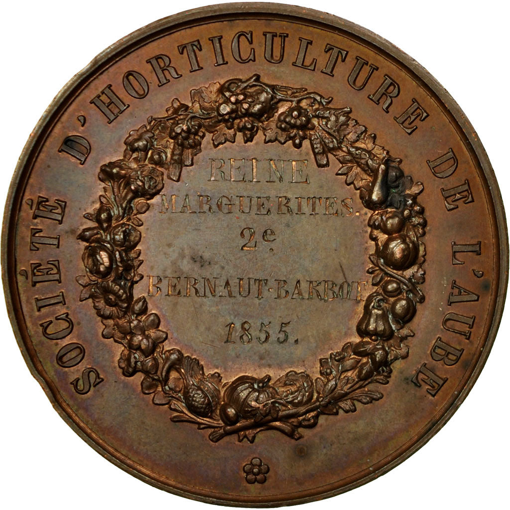 France, Médaille, Société d'Horticulture de l'Aube, 1855, Pingret, SUP+