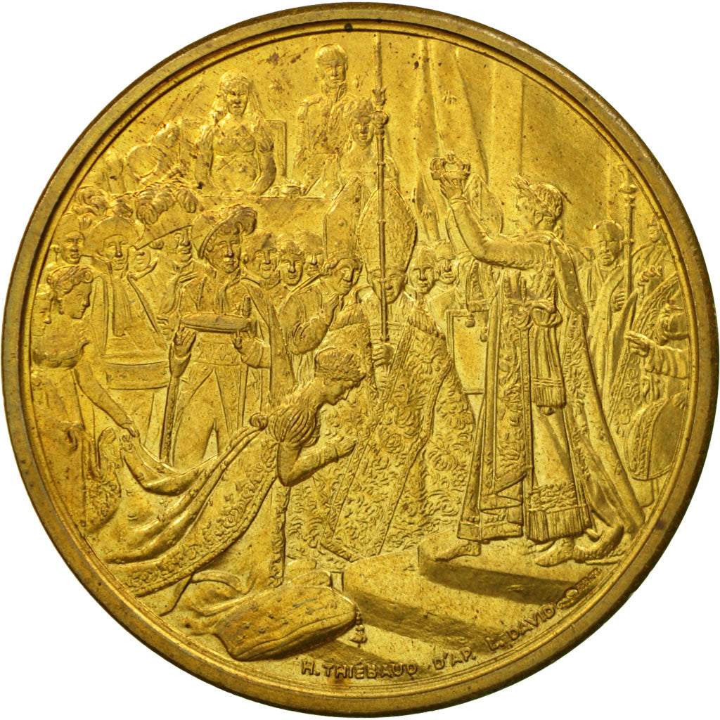 France, Médaille, Le sacre de Napoléon Ier par Pie VII, Thiébaud, SPL, Gilt