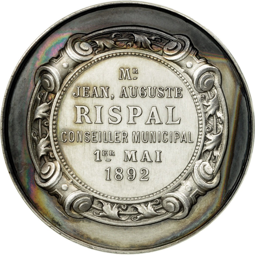 Francia, medaglia, Mr Rispal, Conseiller Municipal du Havre, 1892, SPL, Argento
