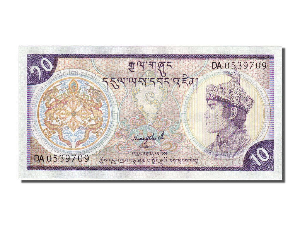 Bhutan, 10 Ngultrum, 1992, KM #15b, UNC(65-70), DA 0539709
