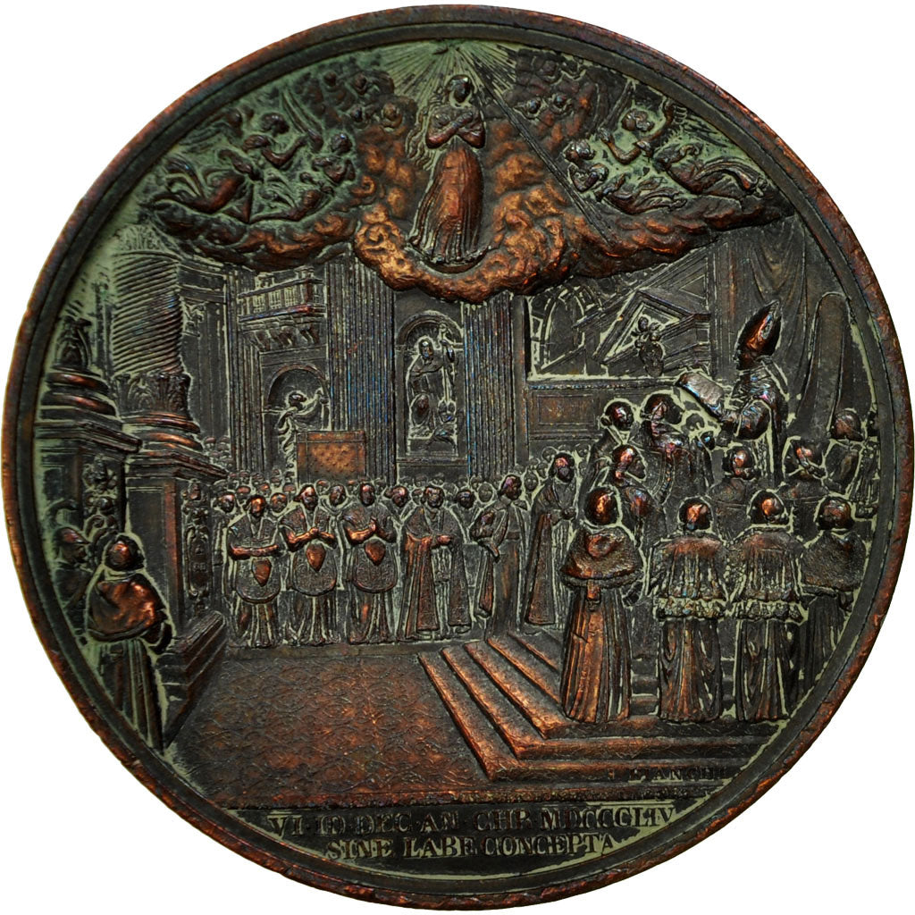 Vatican, Medal, Pie IX, 1854, Bianchi, AU(50-53), Copper