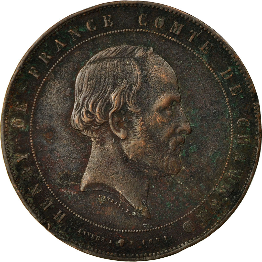 France, Médaille, Henry de France, Comte de Chambord, 1872, Veyrat, TB+, Bronze