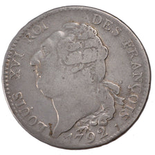FRANCE, Écu de 6 livres françois, ECU, 6 Livres, 1792, Paris, KM #615.1, VF...