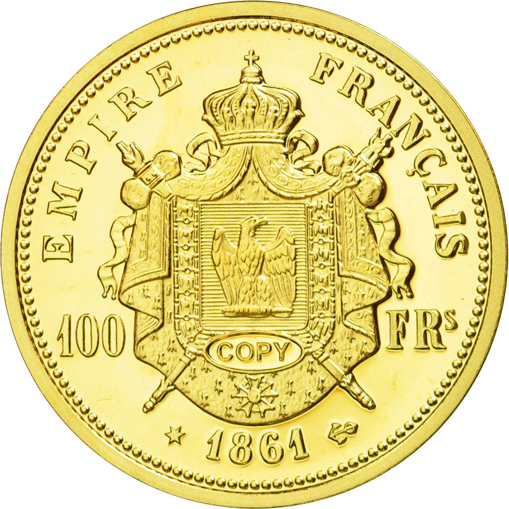Frankrijk, Medaille, Reproduction de la 100 Francs Or Napoléon III 1861, FDC