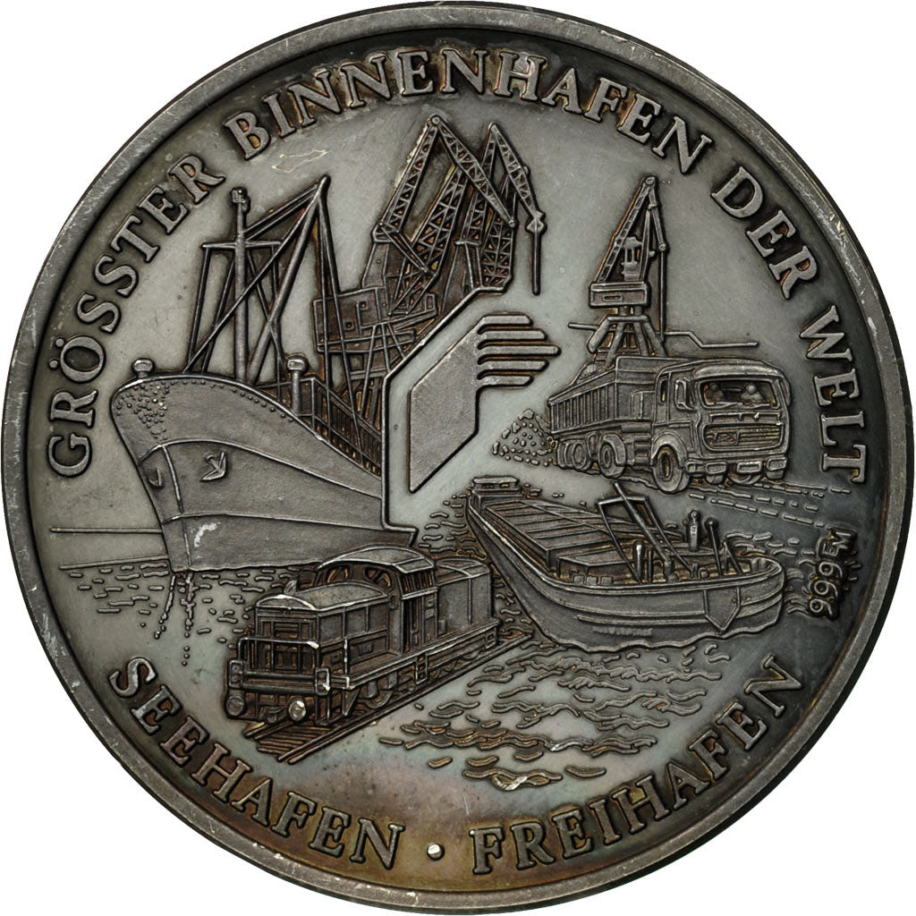 Germany, Medal, 275 Ans Rhin-Rhur Port de Duisbourg, 1991, MS(60-62), Silver